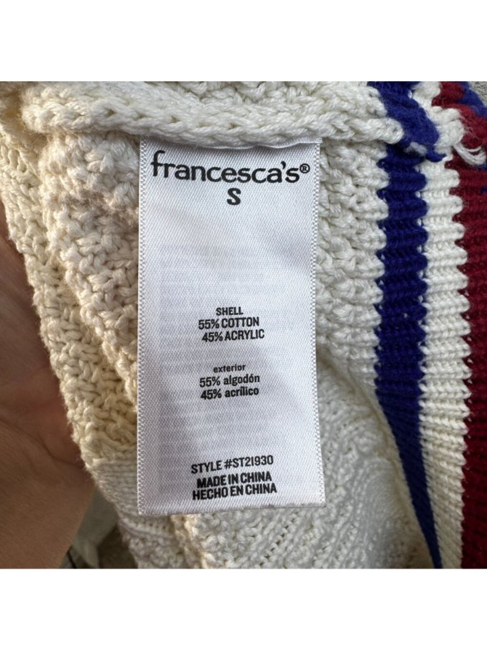 Blue Rain Francesca's Louella Varsity NY Patch Pullover V-Neck Sweater Vest - Picture 8 of 8